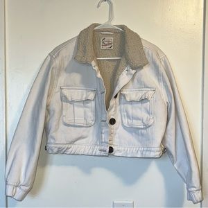 Stoosh vintage denim white jean crop jacket